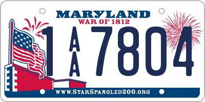 MD license plate 1AA7804