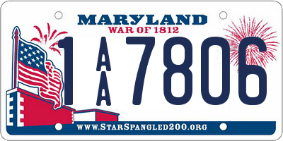 MD license plate 1AA7806