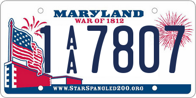 MD license plate 1AA7807