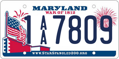 MD license plate 1AA7809