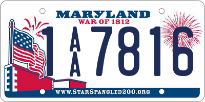 MD license plate 1AA7816