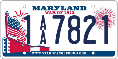 MD license plate 1AA7821