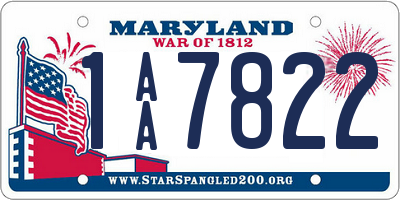 MD license plate 1AA7822