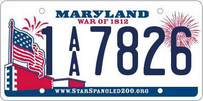 MD license plate 1AA7826