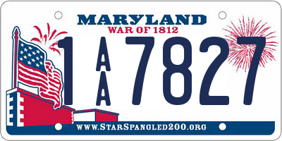 MD license plate 1AA7827