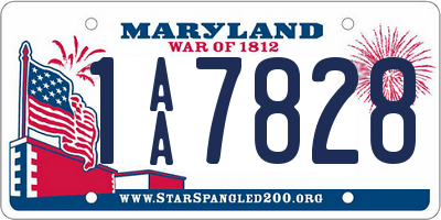 MD license plate 1AA7828