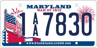 MD license plate 1AA7830