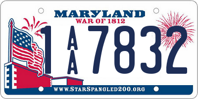 MD license plate 1AA7832