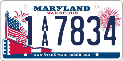 MD license plate 1AA7834