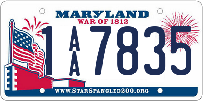 MD license plate 1AA7835