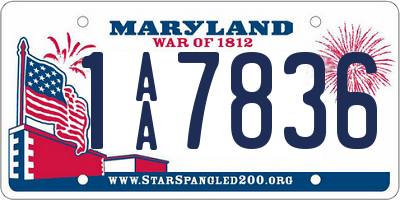 MD license plate 1AA7836