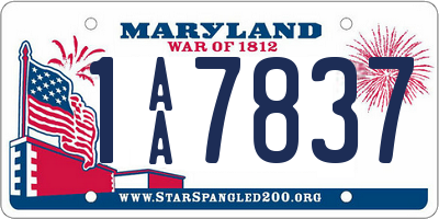 MD license plate 1AA7837