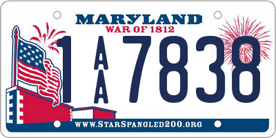 MD license plate 1AA7838