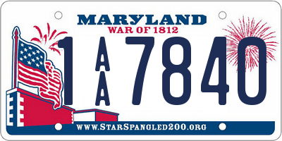 MD license plate 1AA7840