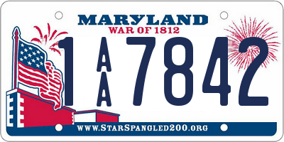 MD license plate 1AA7842