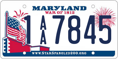 MD license plate 1AA7845