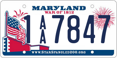 MD license plate 1AA7847