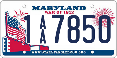 MD license plate 1AA7850