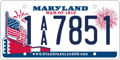 MD license plate 1AA7851