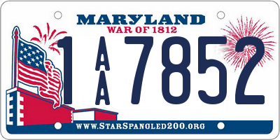 MD license plate 1AA7852