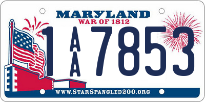 MD license plate 1AA7853