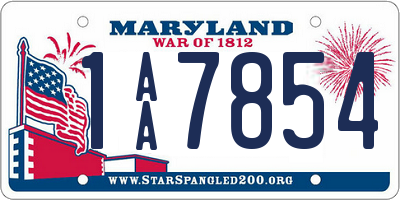 MD license plate 1AA7854