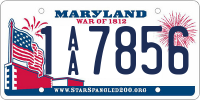 MD license plate 1AA7856