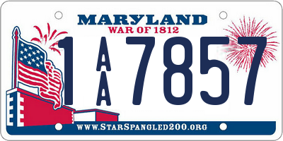 MD license plate 1AA7857