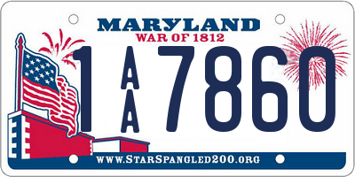 MD license plate 1AA7860