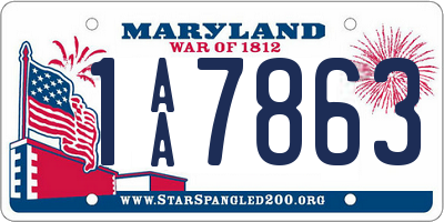 MD license plate 1AA7863