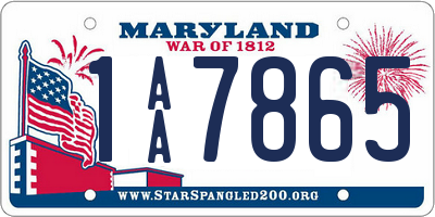 MD license plate 1AA7865