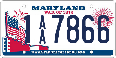 MD license plate 1AA7866