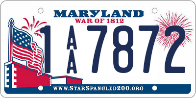 MD license plate 1AA7872