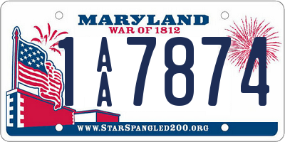 MD license plate 1AA7874