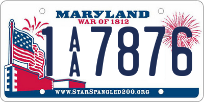 MD license plate 1AA7876