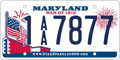 MD license plate 1AA7877