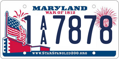 MD license plate 1AA7878