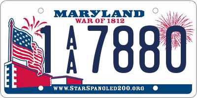 MD license plate 1AA7880