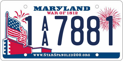 MD license plate 1AA7881