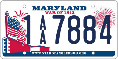 MD license plate 1AA7884