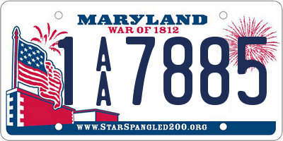 MD license plate 1AA7885