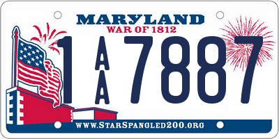 MD license plate 1AA7887