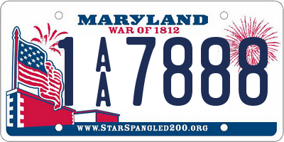 MD license plate 1AA7888