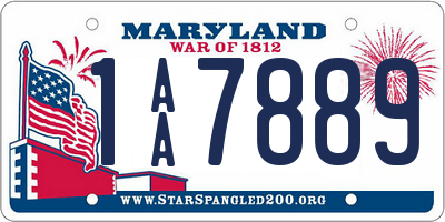 MD license plate 1AA7889