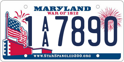 MD license plate 1AA7890