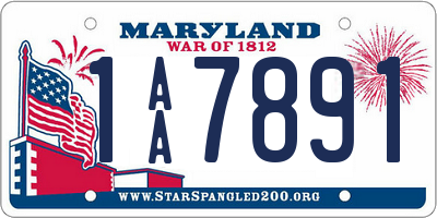 MD license plate 1AA7891