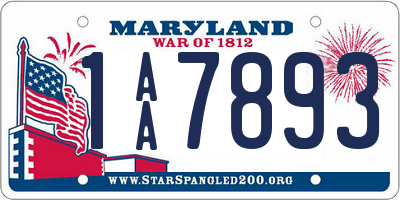 MD license plate 1AA7893