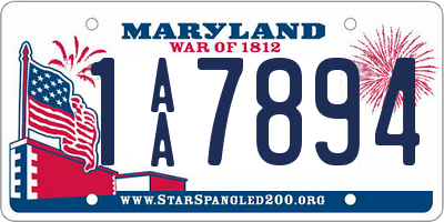 MD license plate 1AA7894