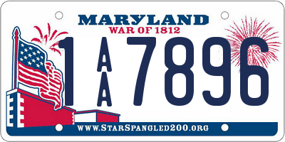 MD license plate 1AA7896