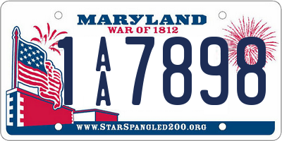 MD license plate 1AA7898